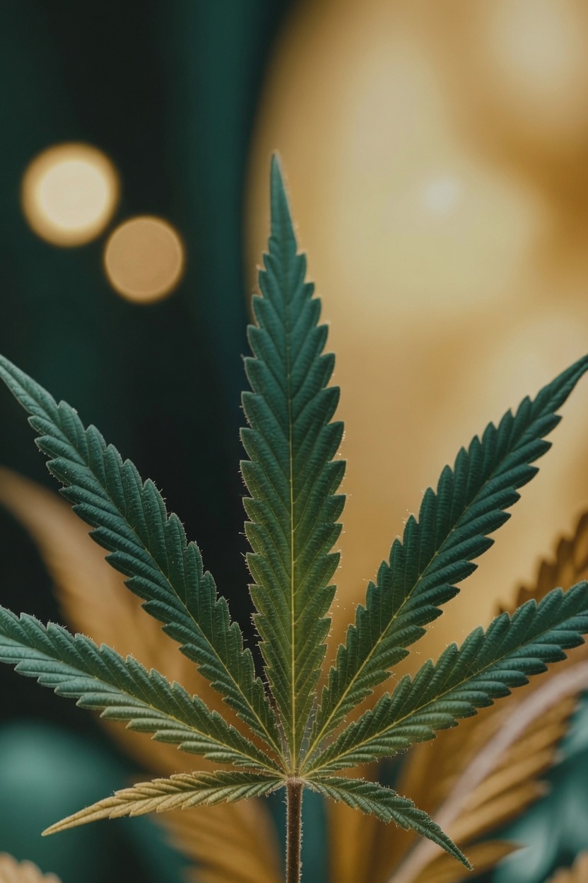 Cannabis leaf close-up